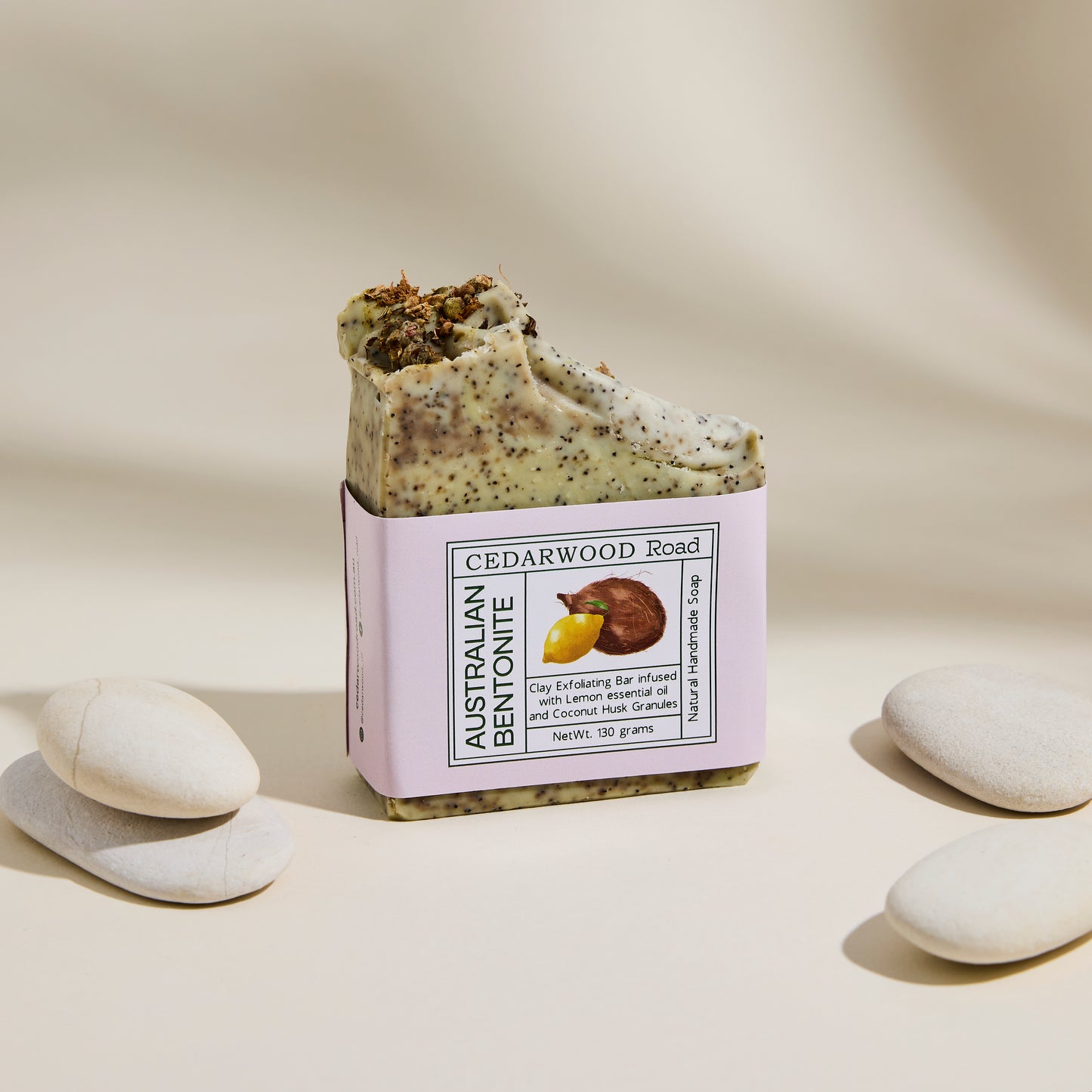 Australian Bentonite Clay Exfoliating Bar | Deep-Cleansing Natural Soap with Lemon Oil & Coconut Husk