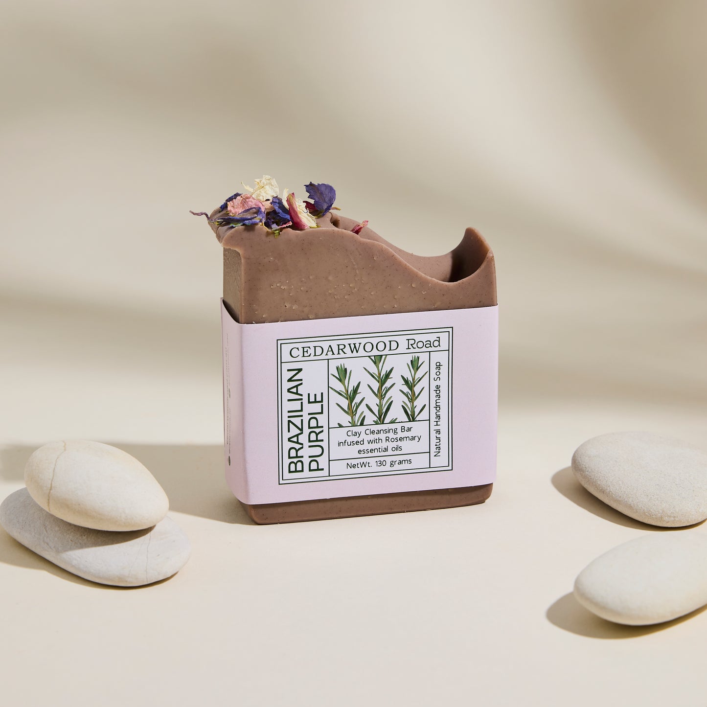 Brazilian Purple Clay Soap | Clarifying & Anti-Aging Natural Soap Bar with Rosemary Essential Oil