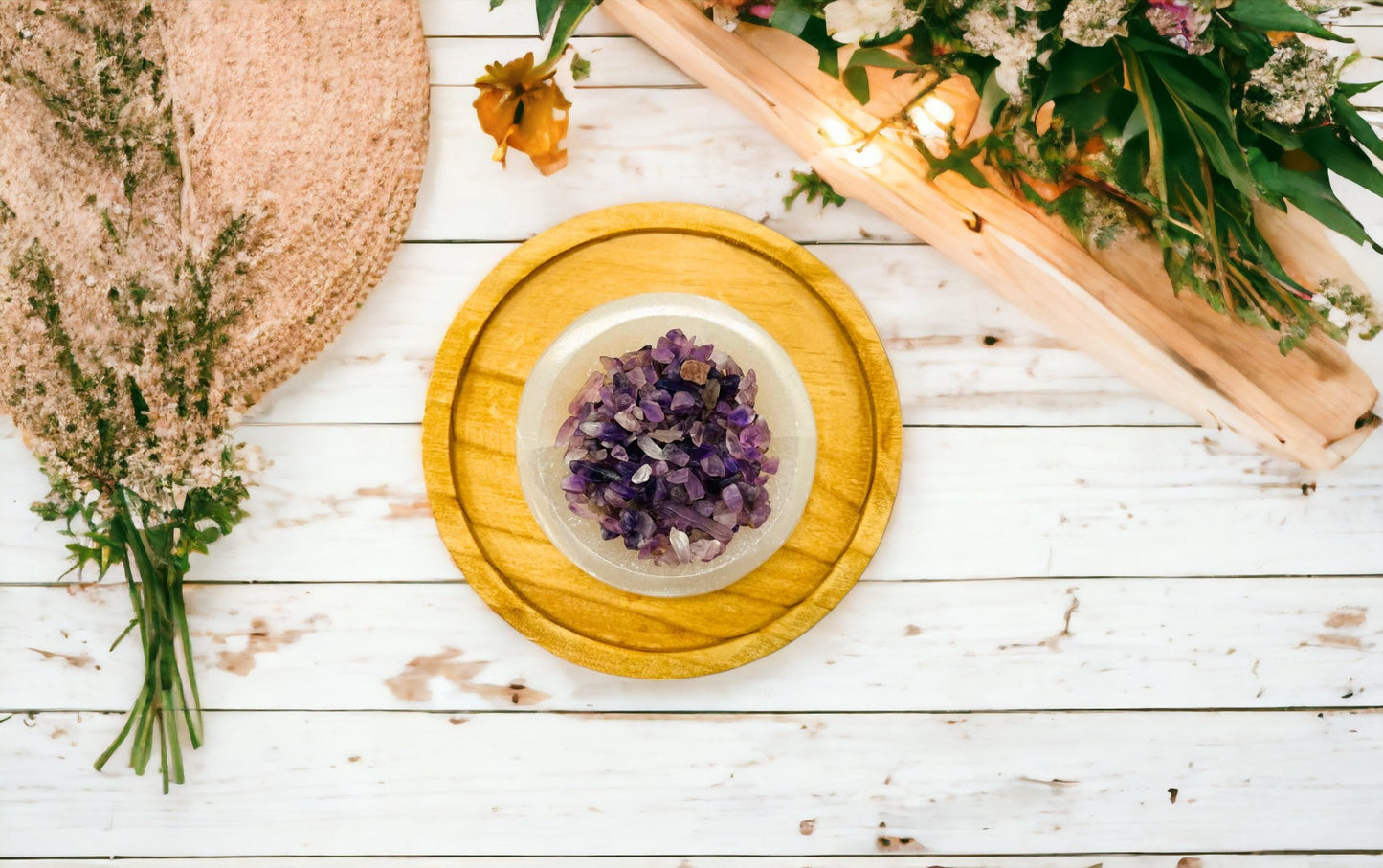 Amethyst Crystals infused with Rose Geranium and Lavender