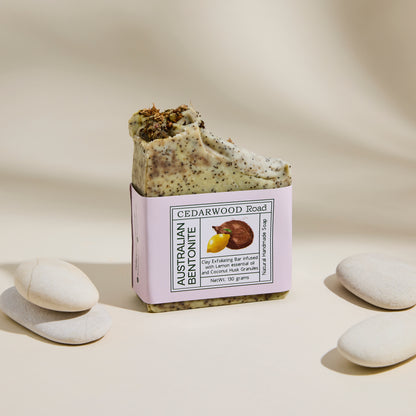 Australian Bentonite Clay Exfoliating Bar | Deep-Cleansing Natural Soap with Lemon Oil & Coconut Husk