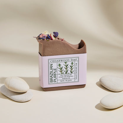 Brazilian Purple Clay Soap | Clarifying & Anti-Aging Natural Soap Bar with Rosemary Essential Oil